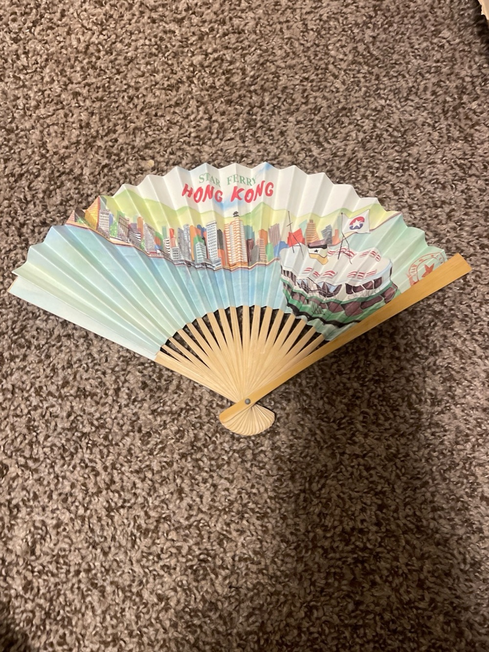 Hong Kong Souvenir Folding Fan - Pastel Multicolor